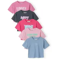 MINOTI Camiseta azul cielo / gris oscuro / rosa / rosa / rosa claro