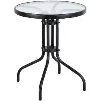 Multigarden SC-070: Mesa de jardín de 60 cm con superficie de vidrio templado, color negro