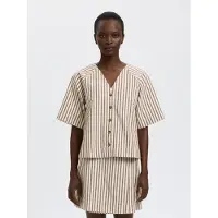 Selected Blusa marrón / blanco