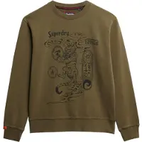 Superdry para hombre. M2014249A Sudadera Tokyo Narrative Loose marrón verdoso (L), Casual, Verde, Algodón, outlet 2026.