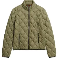 Superdry para mujer. W5011919A Chaqueta Diamond Quilt Fuji Lite verde (S), Casual, Nylon, outlet 2026.