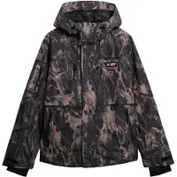 Superdry para hombre. MS110190A Chaqueta Ski Shell marrón, negro (S), Casual, Deportivo, Nieve, Poliéster Reciclado, Sostenible, ou