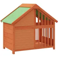 vidaXL Caseta para perros, color marrón, 96x60,5x87 cm, madera maciza de pino
