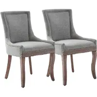 EUAKT GmbH Juego de 2 sillas de comedor, sillas de cocina con tapizado de chenilla, patas de madera con almohadillas ajustables, sillas acolchadas con respaldo curvo y diseño con remaches