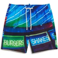 Superdry para hombre. M3010233A Bañador con estampado fotográfico azul (XL), Beachwear, Poliéster Reciclado, Sostenible, outlet 202