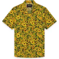 Lyle & Scott Camisa 'Wild Garden' marrón oscuro / amarillo / verde oscuro / naranja