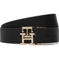Tommy Hilfiger Cinturón 'TH Monogram Plaque Buckle Reversible' cognac / negro