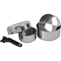 Basic Nature - Biwak Stainless Steel 2 - Juego de ollas size 0,75 + 1,1 + 1,8 l, gris
