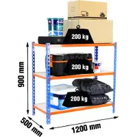 Simonclick Estantería Metálica Maderclick Megaplus 3/500 900 900x1200x500 Mm