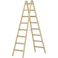 Hymer Escalera de madera , de acceso por ambos lados, con 2 x 8 escalones, altura vertical de 2,25 m, alcance máximo de 3,65 m, peso de 13,0 kg