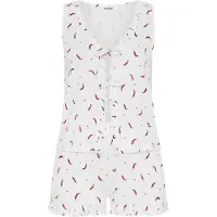 LASCANA Pijama de pantalón corto esmeralda / rojo / blanco