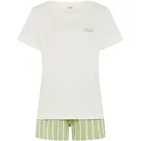 LASCANA Pijama de pantalón corto ecru / verde claro