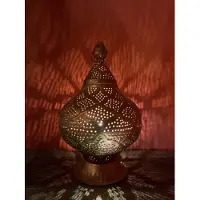 Marrakesch Orient & Mediterran Interior Lámpara de mesa Zumurrud, de forma redonda, para crear una iluminación ambiental, en cobre, 50 cm