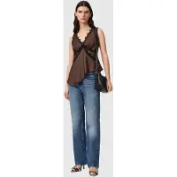AllSaints Ilka Lace Cami Bitter Brown Talla: 6 | Camisetas de Seda Outlet | Mujer | Marrón