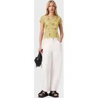 AllSaints Ellie Mesh Tee Empoli Yellow Talla: 2 | Camisetas de Seda Outlet | Mujer | Amarillo