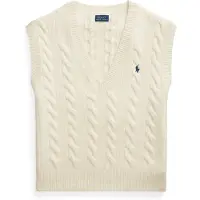 Ralph Lauren para mujer. 211949994002 Chaleco de punto de lana y cachemira beige (L), Casual, Sin mangas / Tirantes,
