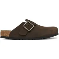 Birkenstock para hombre. 1032760 Zuecos de Piel Boston Wire Buckle (Ajuste Regular) marrón (43), Plano, Nobuck, Ninguno, Casual,