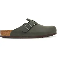 Birkenstock para hombre. 1032724 Zuecos de Piel Boston Oiled (Ajuste Regular) verde (43), Plano, Ninguno, Casual, outlet 2026.