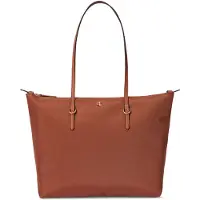Ralph Lauren para mujer. 431916737051 Bolso tote Keaton mediano de nailon marrón (OSFA), Casual, Nylon, outlet 20