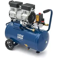 HBM compresor de aire sin aceite silencioso, 24 litros, 8 bar, 1 CV