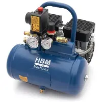 HBM compresor de aire sin aceite silencioso, 6 litros, 8 bar, 0,7 CV