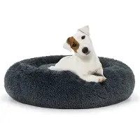 Leobert Cama para mascotas de felpa, tamaño M, 60 cm, color gris oscuro