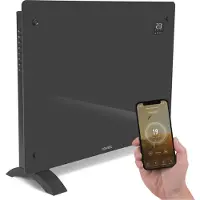 Vonroc Calefactor eléctrico de lujo - Convector - Panel de vidrio - 1500W - Gris | WIFI