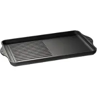 LMW Plancha para parrilla Eurolux Premium, 43x28x2,5 cm, con superficie parcialmente acanalada