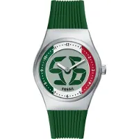 Fossil Reloj analógico 'ARCHIVAL' verde / rojo / plata