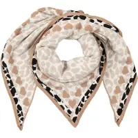Zwillingsherz Pañuelo 'Love is Love' arena / capuchino / negro / blanco