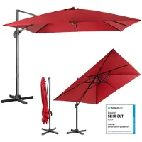 Coast Sombrilla de 300x300 cm, sombrilla tipo pérgola con manivela, parasol para jardín inclinable, giratorio 360°, gran parasol para terraza, toldo para mercado, color burdeos