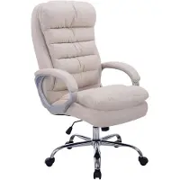 CLP Silla de oficina ergonómica , modelo Vancouver, tamaño XXL, capacidad de hasta 150 kg, con ajuste de altura, giratoria, con función de inclinación bloqueable, tapizada en tela, color: crema