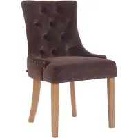 CLP Silla de comedor Aberdeen, tapizada en terciopelo, con estructura de madera de caucho y una altura de asiento de 50 cm. Color: marrón. Color de la estructura: antiguo claro