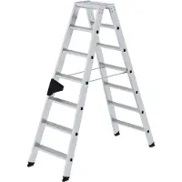 Munk Escalera de mano MUNK con plataforma ergonómica, accesible por ambos lados, con 2 secciones de 7 escalones cada una