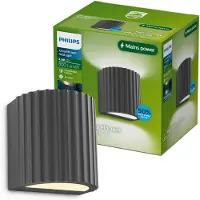 Philips , lámpara de pared Zyra, 4,3 W, color antracita, aluminio, clase II, luz moderna, ideal para garaje, jardín, terraza, resistente al agua, anticorrosiva, resistente al polvo, impermeable