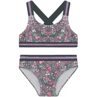 Color Kids - Kid's Bikini with Contrast Straps AOP - Bikini size 98, gris