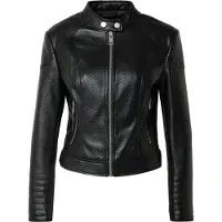 GUESS para mujer. W6YL25W2914 Chaqueta de cuero sintético negro (XS), Casual, Poliuretano, outlet 2026.