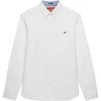 Superdry para hombre. M4011100A Camisa Preppy Oxford blanco (L), Casual, Algodón, Manga larga, outlet 2026.