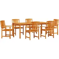 vidaXL Juego de mesa y sillas de jardín, 7 piezas, color marrón, madera de acacia maciza