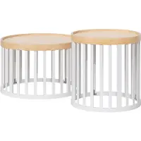 Vicco Conjunto de mesas de centro Enara Bambú/Blanco x cm con 2 partes, Model 59857