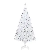 Syfax Árbol de Navidad preiluminado con luces y bolas blanco 240 cm