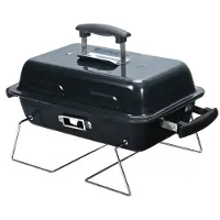 Relaxdays , parrilla de mesa portátil, plegable, dimensiones: 36 x 56 x 30,5 cm, con ventilación, tapa, parrilla para camping, acero, color negro