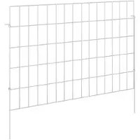 Syfax Valla de Jardín con Estacas 12 uds. 75 x 50 cm Plateado