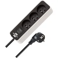 Brennenstuhl , alargador con 3 enchufes, ángulo de 45°, 3500W, Ecolor, 5 metros, blanco/negro