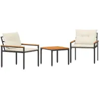 Syfax Juego de muebles de exterior 3 pcs Blanco Crema ratán sintético