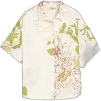 Desigual , Camisa Flores Manga Corta, Mujer, Viscosa, Blanco, XL