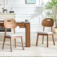 Kein Hersteller Juego de 2 sillas de comedor con respaldo ovalado, sillas de madera modernas con diseño de asa, sillas de cocina acolchadas para comedor y sala de estar. Solo sillas, sin mesa. Color gris
