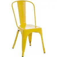 CLP Silla apilable de metal con respaldo, modelo Benedikt, ideal para restaurantes y cocinas. Silla de diseño robusta, con capacidad de carga de hasta 200 kg. Color: amarillo
