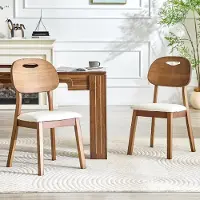 Kein Hersteller Juego de 2 sillas de comedor con respaldo ovalado, sillas de madera modernas con diseño de asa, sillas de cocina acolchadas para comedor y sala de estar. Solo sillas, sin mesa. Color: blanco