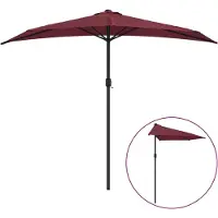 Syfax Sombrilla balcón semicircular aluminio burdeos 270x144x222 cm
